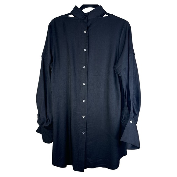 Amy Lynn Black Choker Mini Dress Balloon Sleeves Medium - Picture 9 of 15